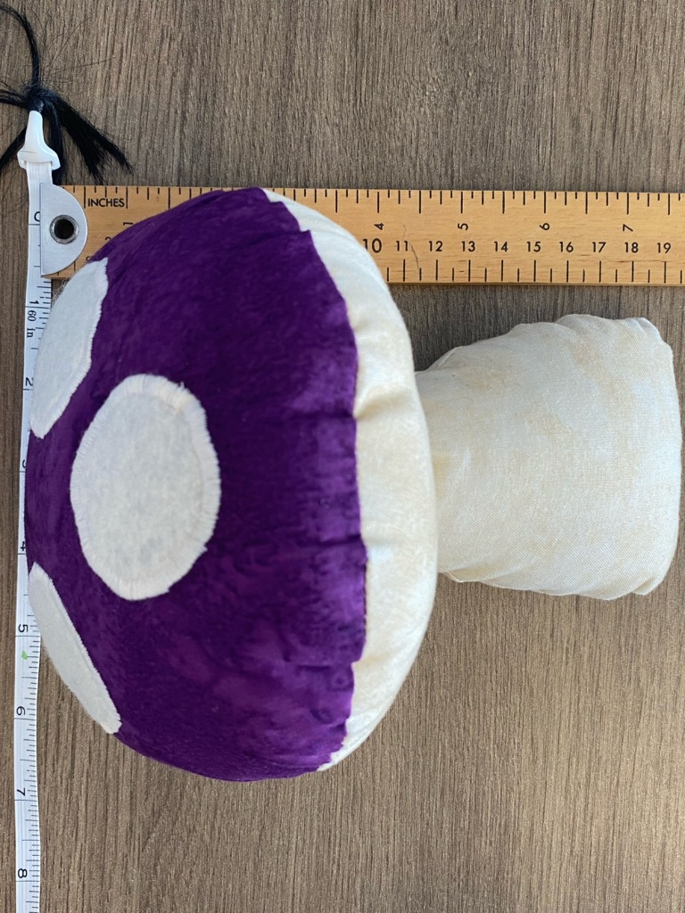 Handmade Plush Purple Mushroom Decor Pillow - Picture 3 of 3